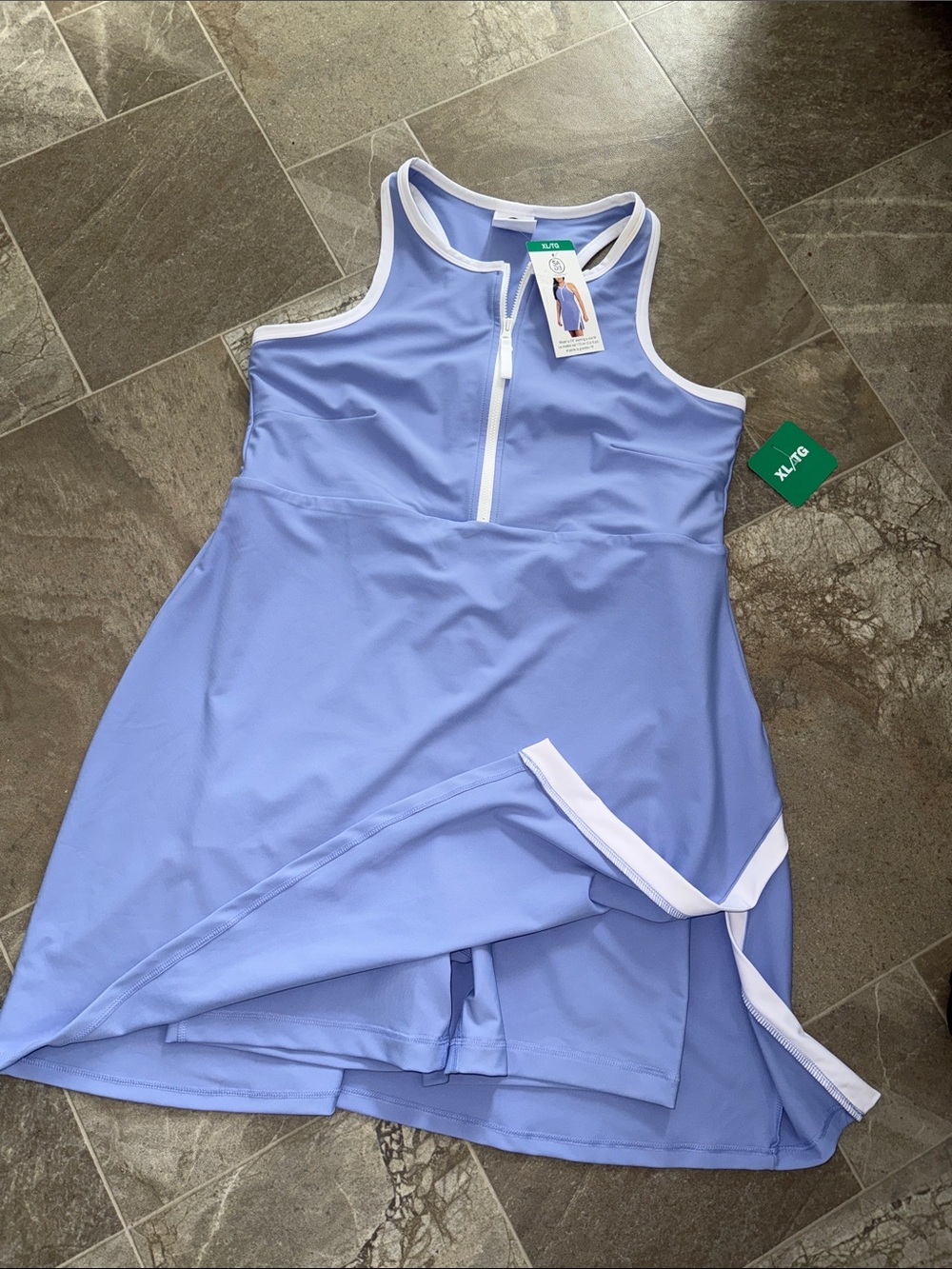 Sage collective Periwinkle Athletic Dress with White Trim and Front Zip XL NWT